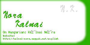 nora kalnai business card